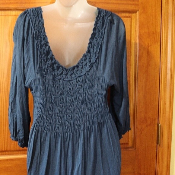 Max Studio Slate Blue Off Shoulder Smocked Midi Dress Large - Picture 8 of 11